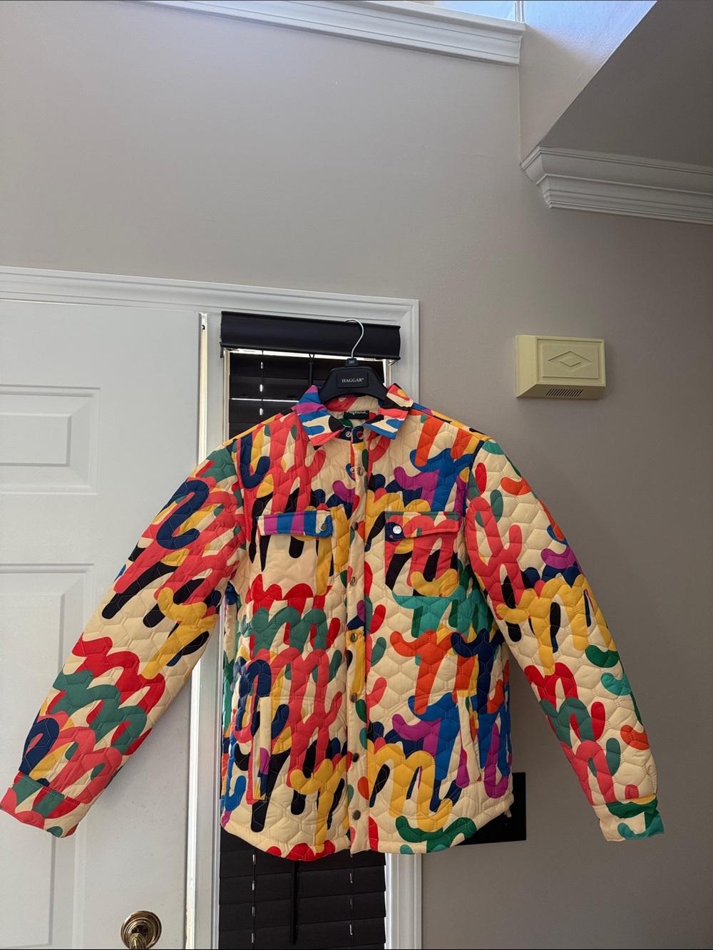 BNWT Mifland Designer Multicolor Quilted Jacket - Men's Bold Pattern